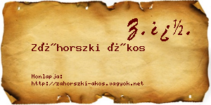 Záhorszki Ákos névjegykártya